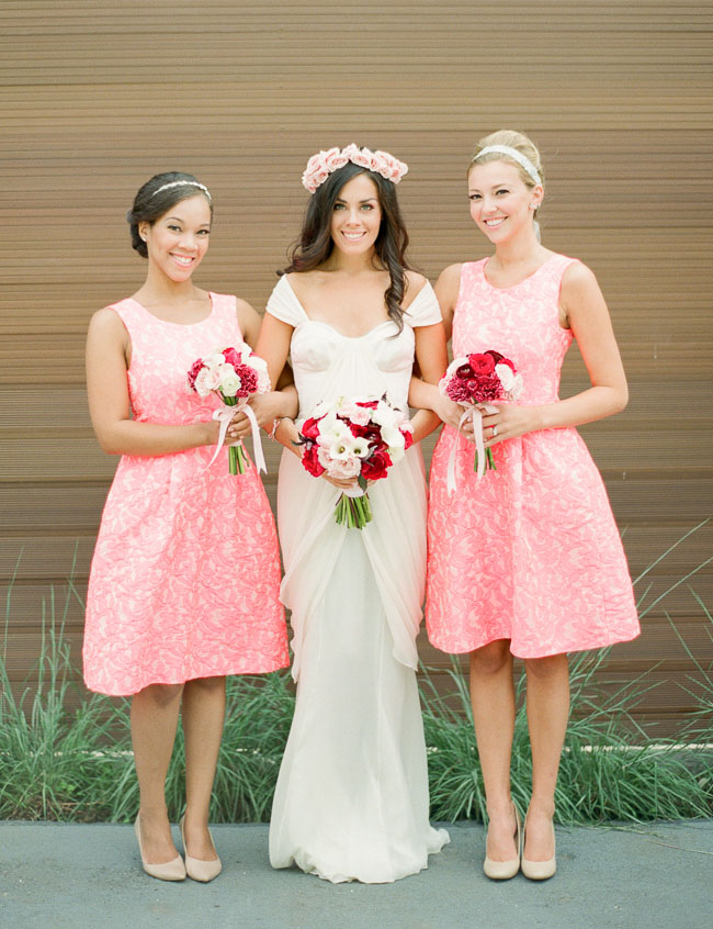 Fall preppy pink bridesmaids