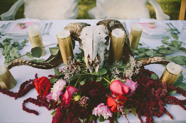 goat skull and gold candles