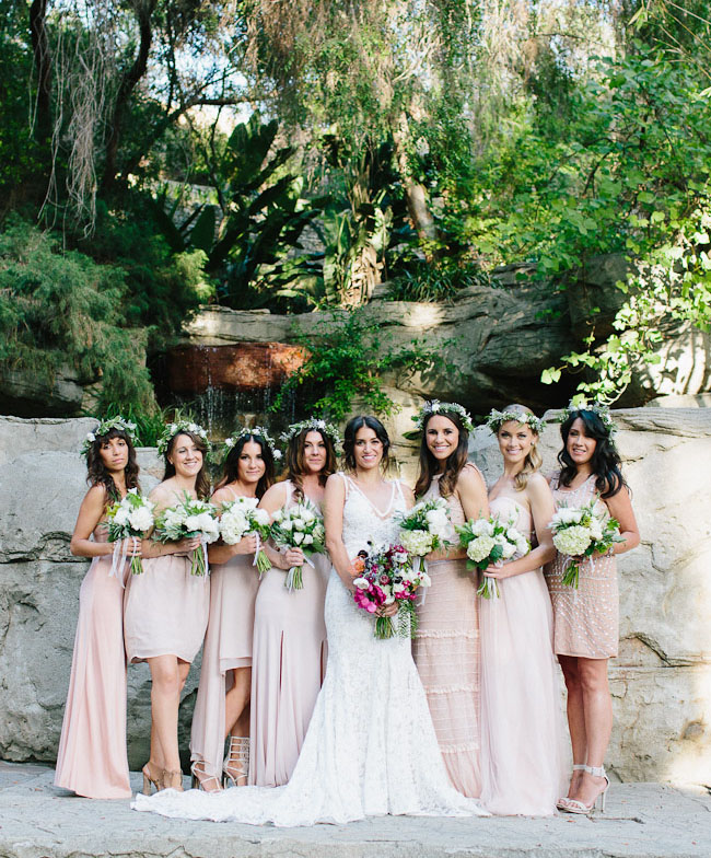 pink flower crown bridesmaids