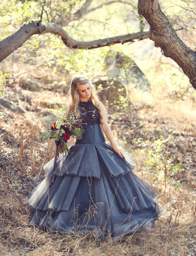 black layered wedding dress