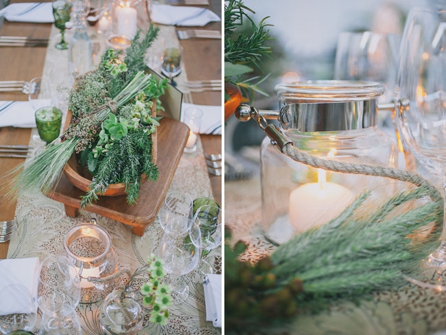 organic potted plant tablescape