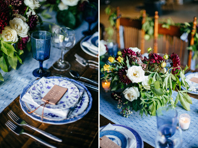 indigo blue table setting