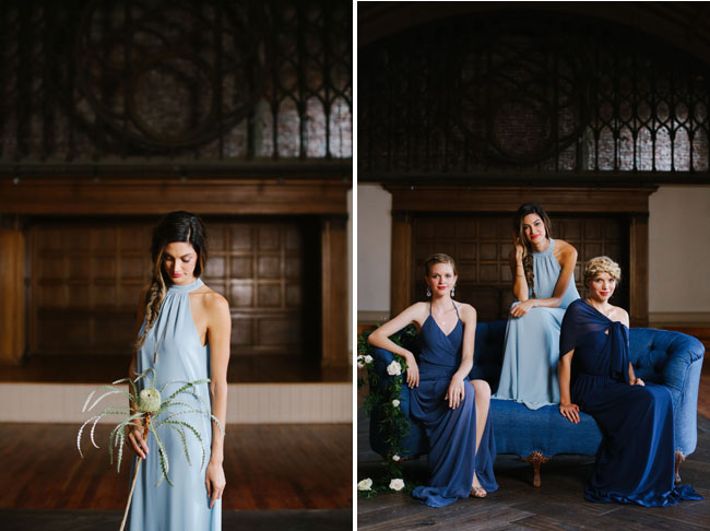 modern blue bridesmaids