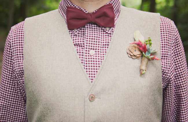 plaid shirt and bow tie