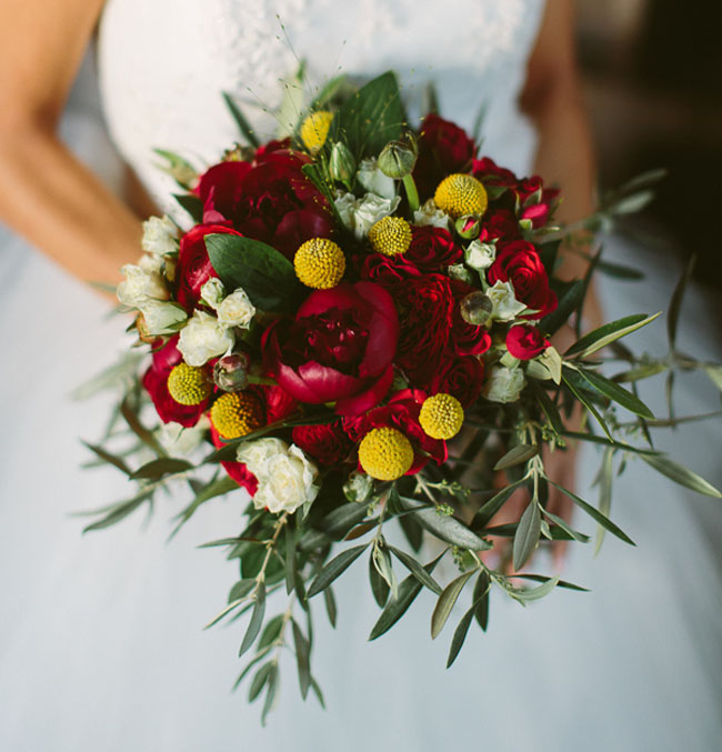 red peony bouquet