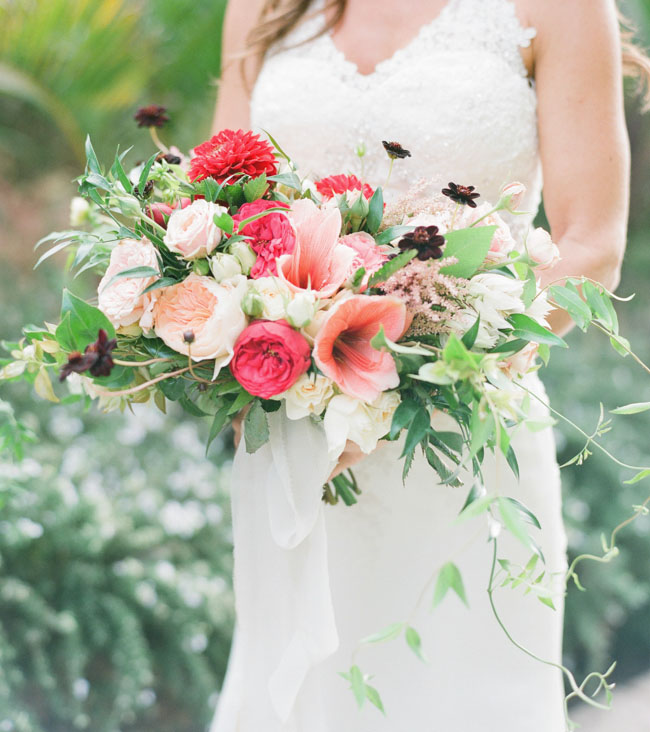 peach and red bouquet