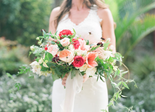 peach and red bouquet
