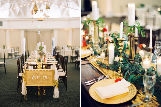gold green tablescape