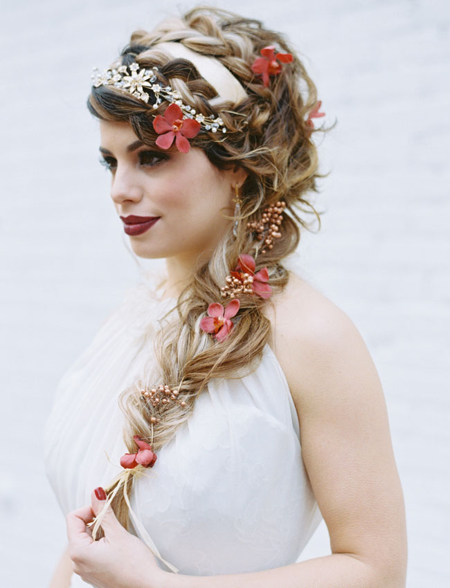 braided hair with flowers