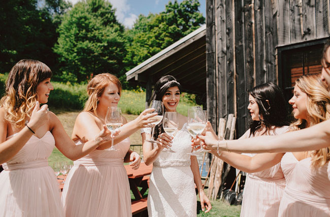 bridesmaids toasting