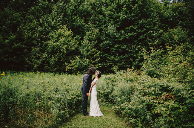 wedding portrait in a field
