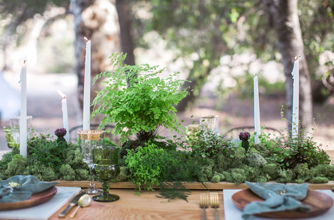 fern and moss tablescape