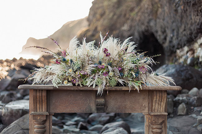 whimsical boho mantle floral piece