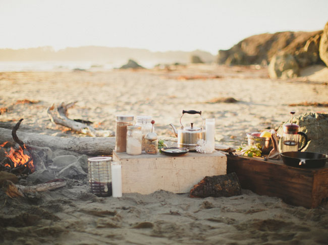 beach coffee campout