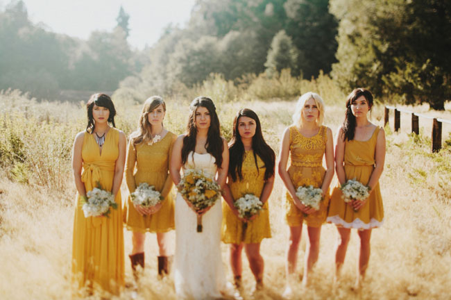 mustard yellow bridesmaids
