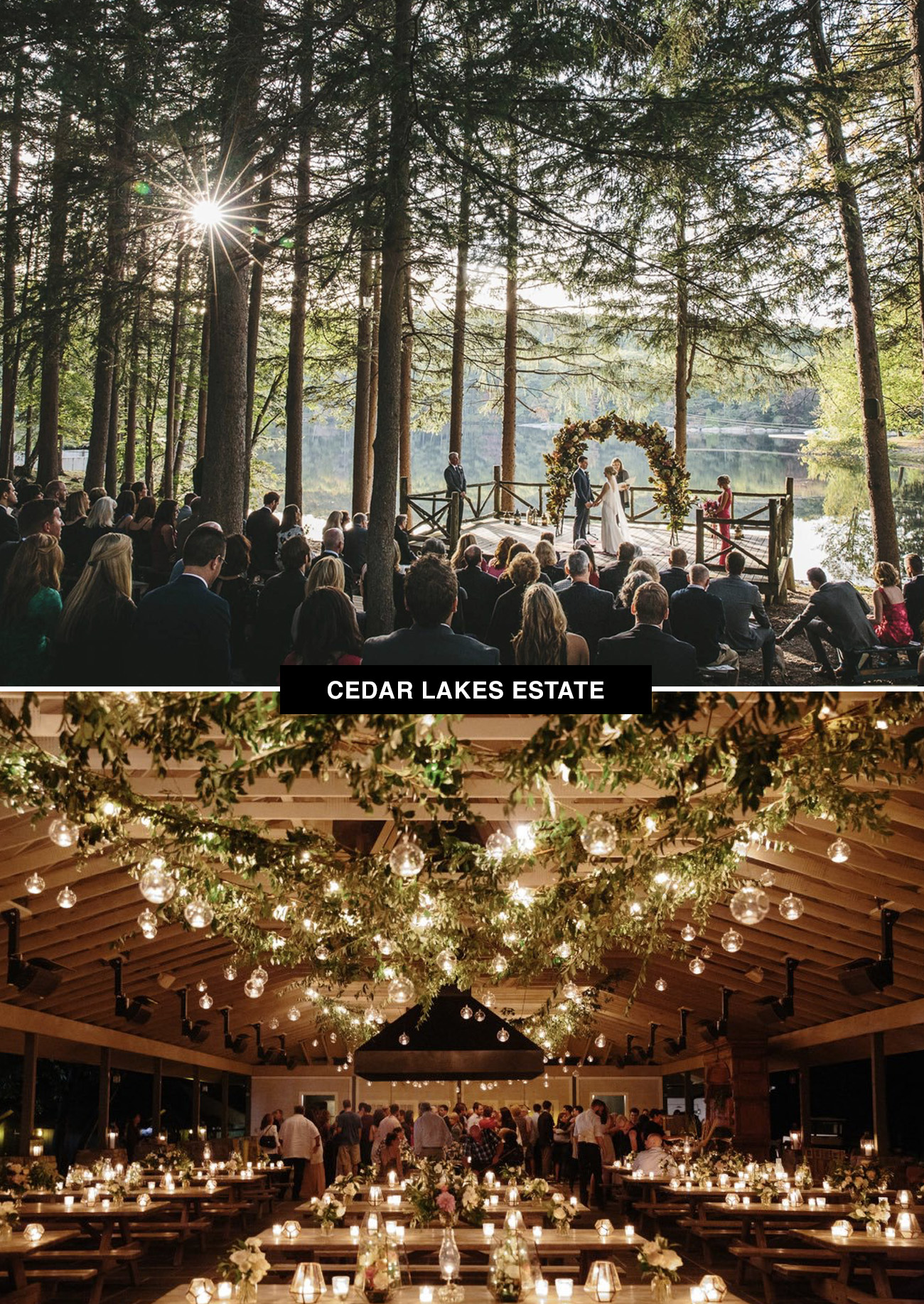 Cedar Lakes Estate wedding venue in New York is the place to get married if you're seeking a camp wedding in the northeast