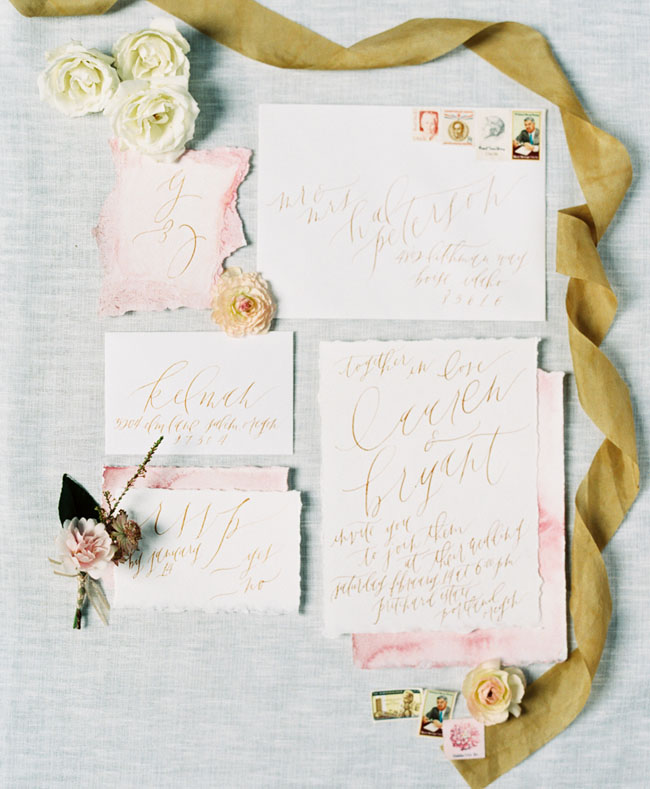 pink calligraphy invitation