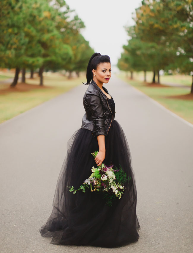 black tulle wedding dress