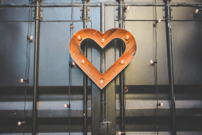 wooden marquee heart