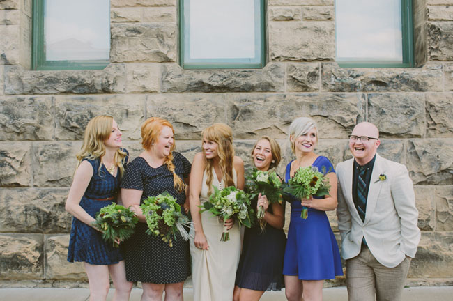 bridal party in blue