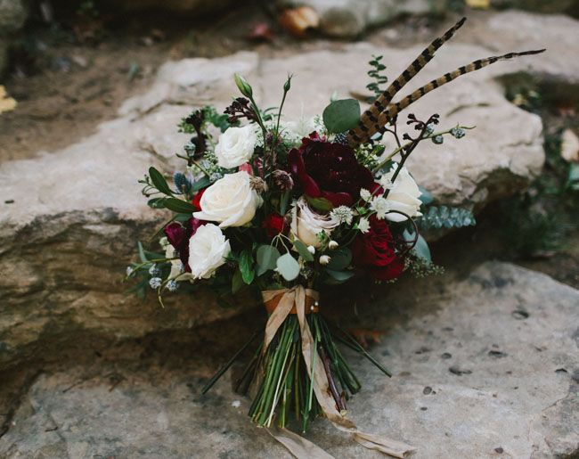 deep red and white bouquet