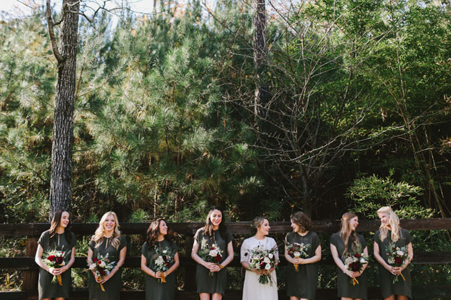 bridesmaids in army green