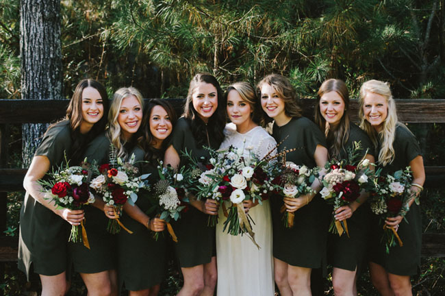 bridesmaids in army green