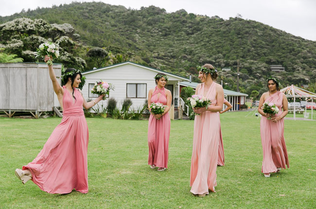 pink maxi bridesmaids