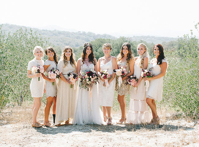 bridesmaids in golds