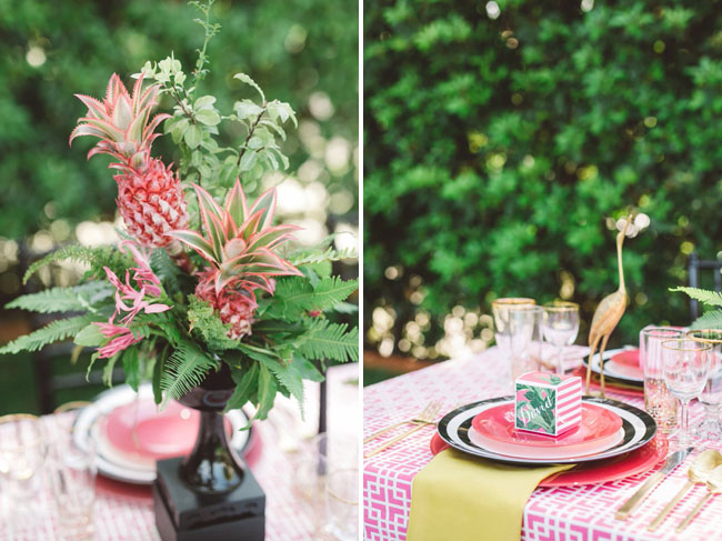 pink pineapple table decor