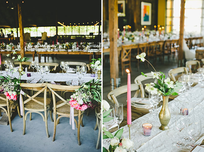 hot pink and neutral tablescape