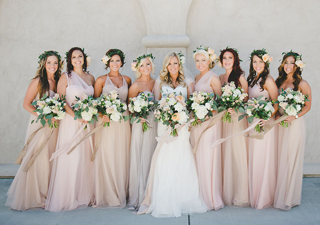 pink flower crown bridesmaids