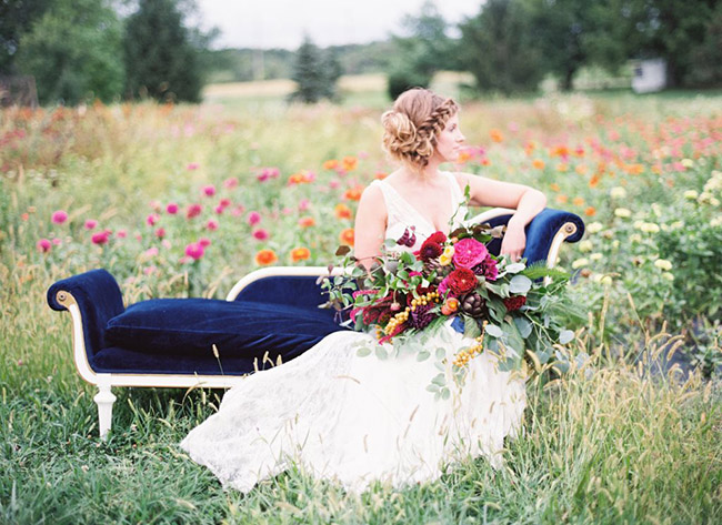 Bride in a flower field