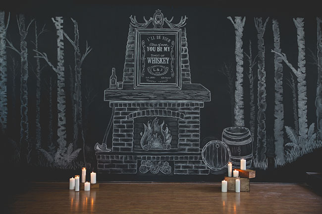 chalkboard fireplace backdrop