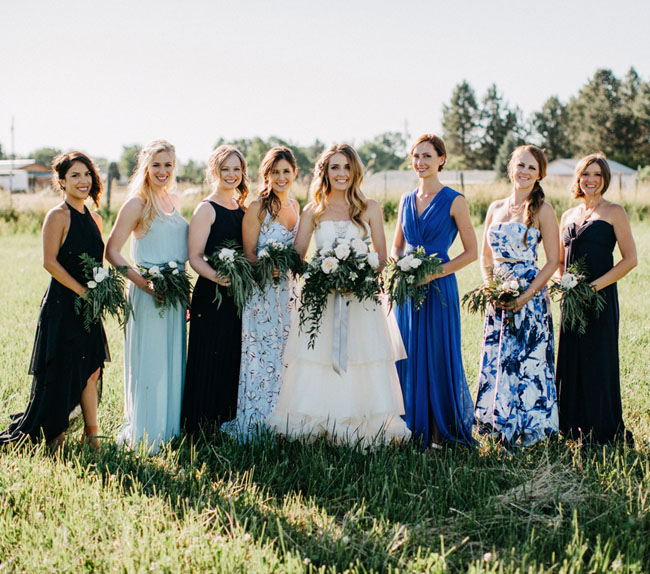 mixed blue bridesmaids