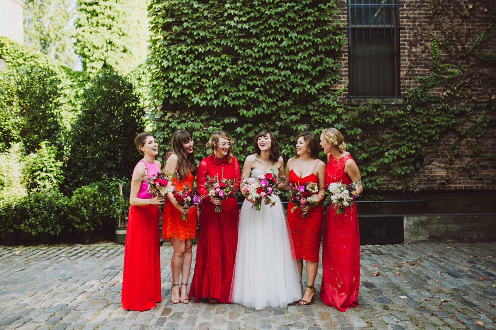 red bridesmaids