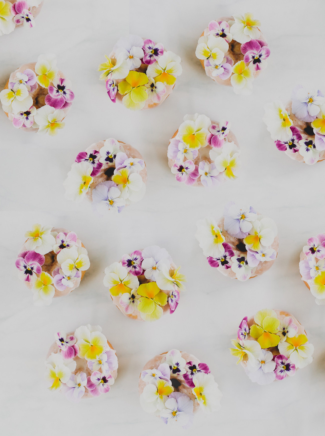 donuts with edible flowers
