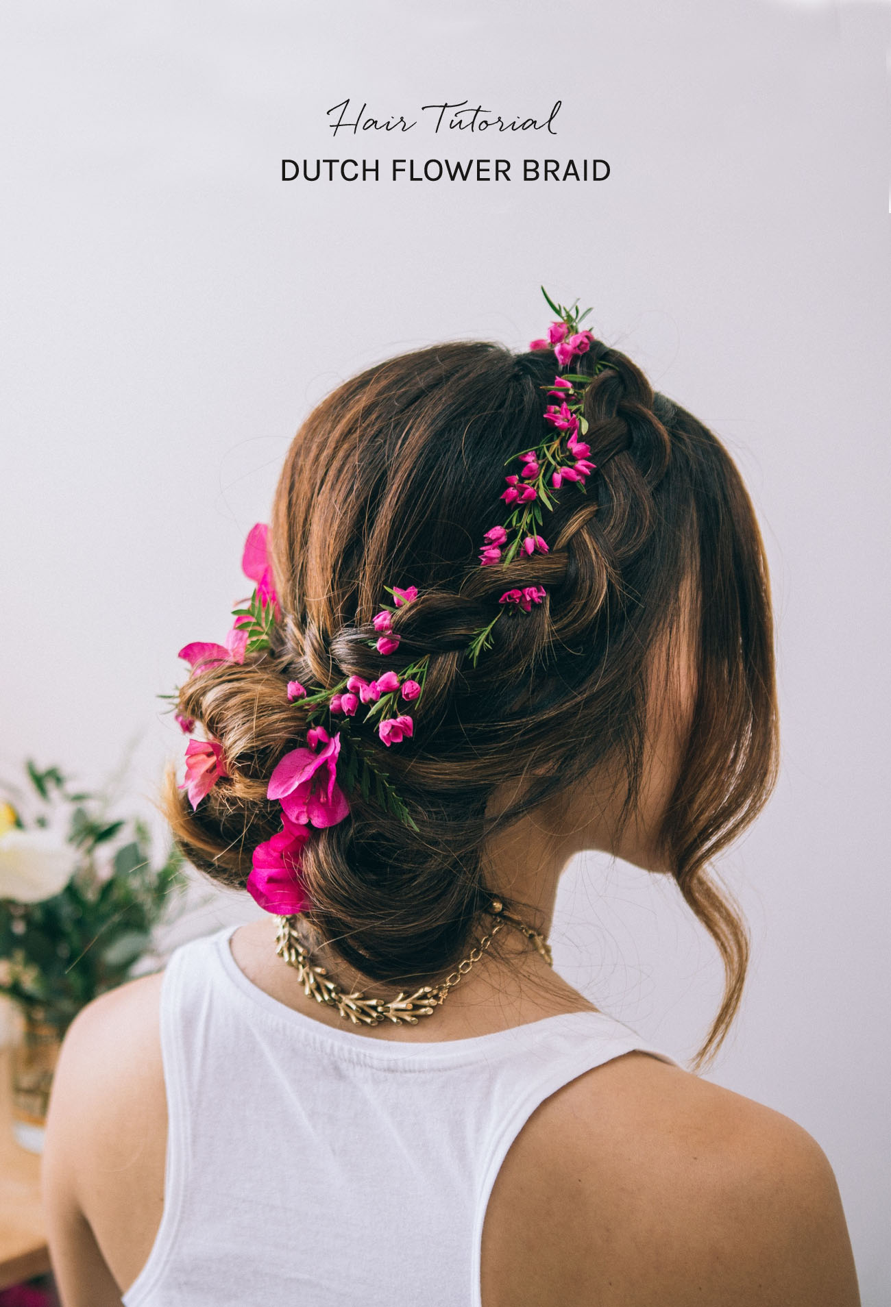 DIY Floral Dutch Braid
