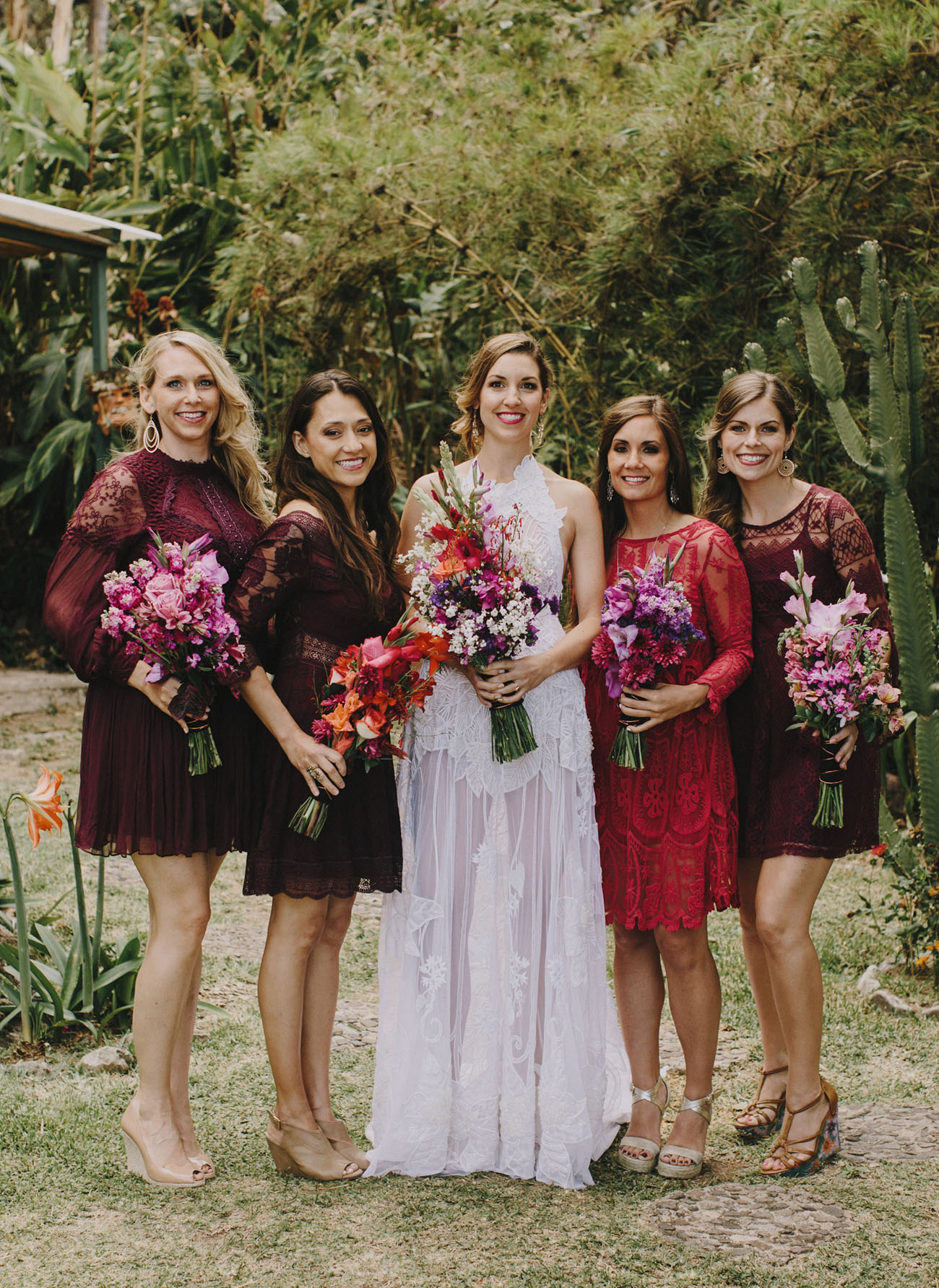 maroon bridesmaids