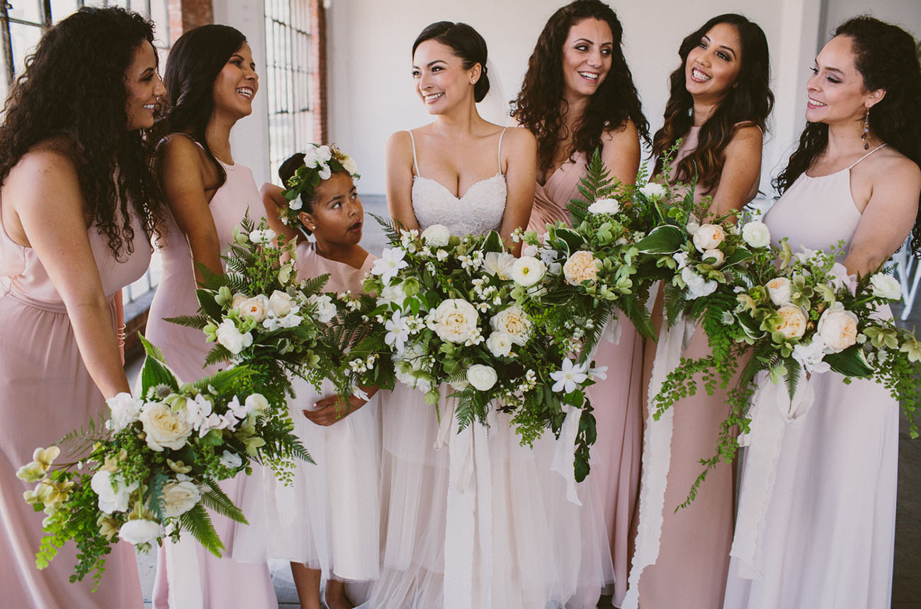 green and white bouquets