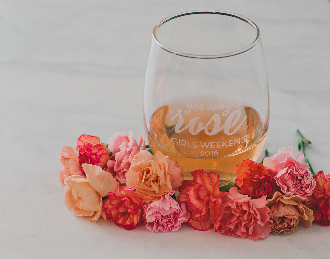 rose wine glasses for a bachelorette party