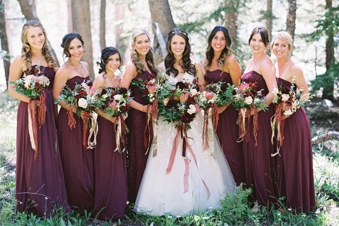 maroon bridesmaids