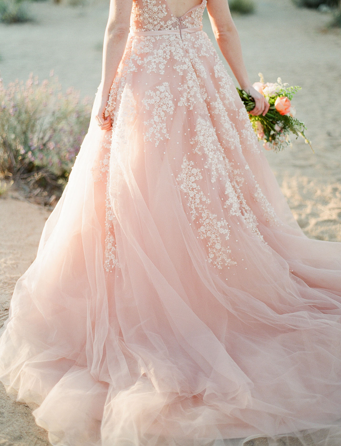 blush tulle wedding dress