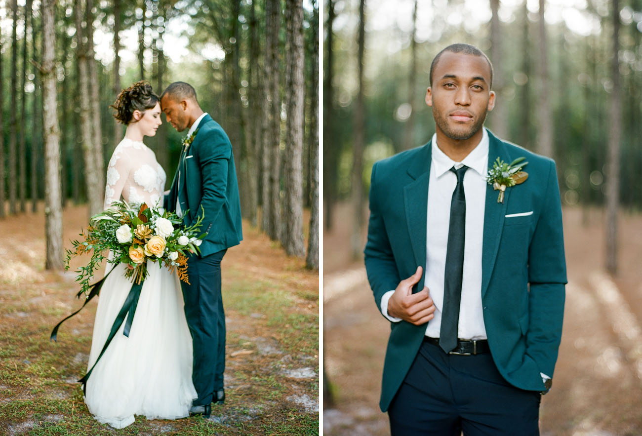 Glam + Moody Holiday Wedding Inspiration in the Woods