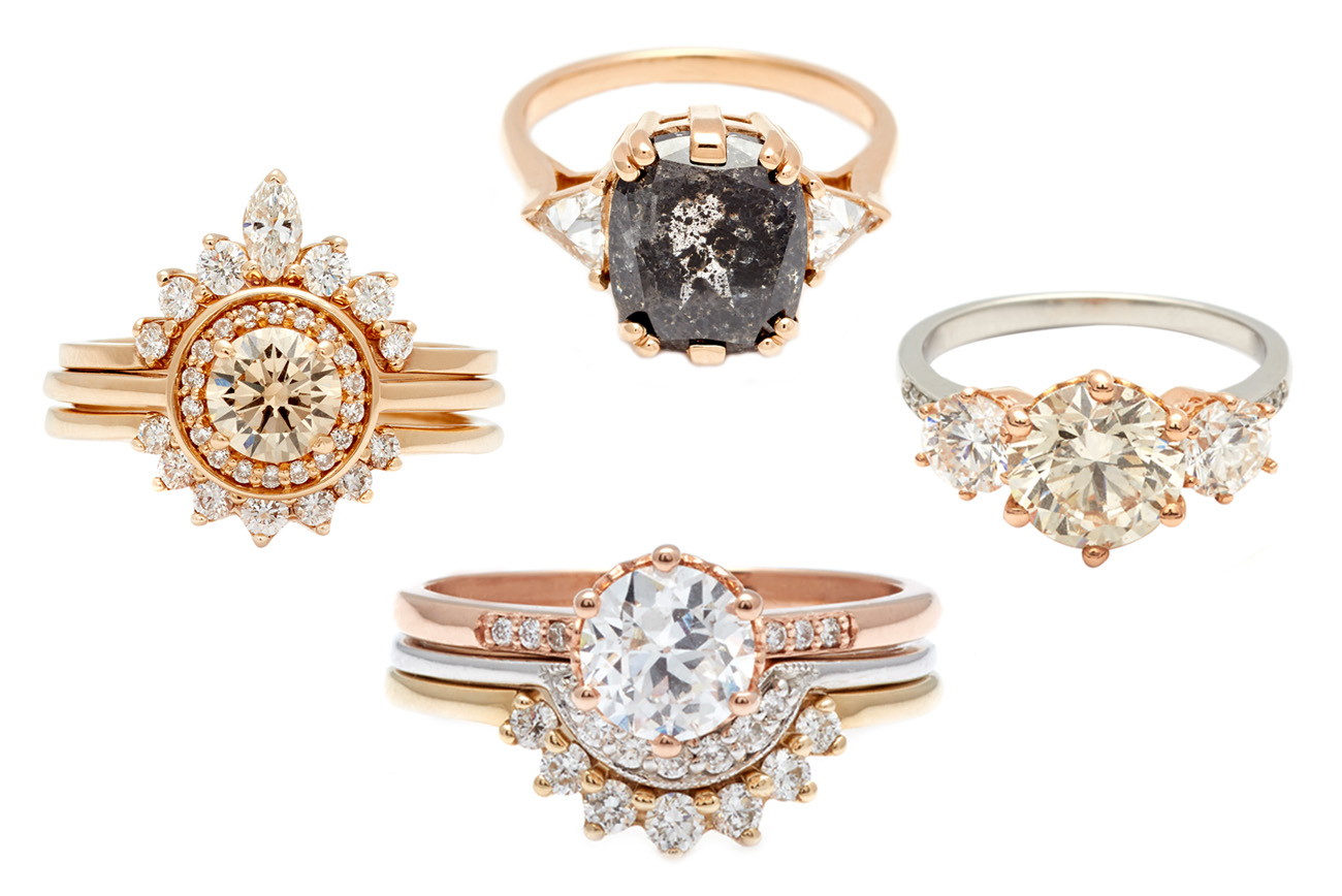 20 Unique Engagement Rings from Anna Sheffield Green Wedding Shoes