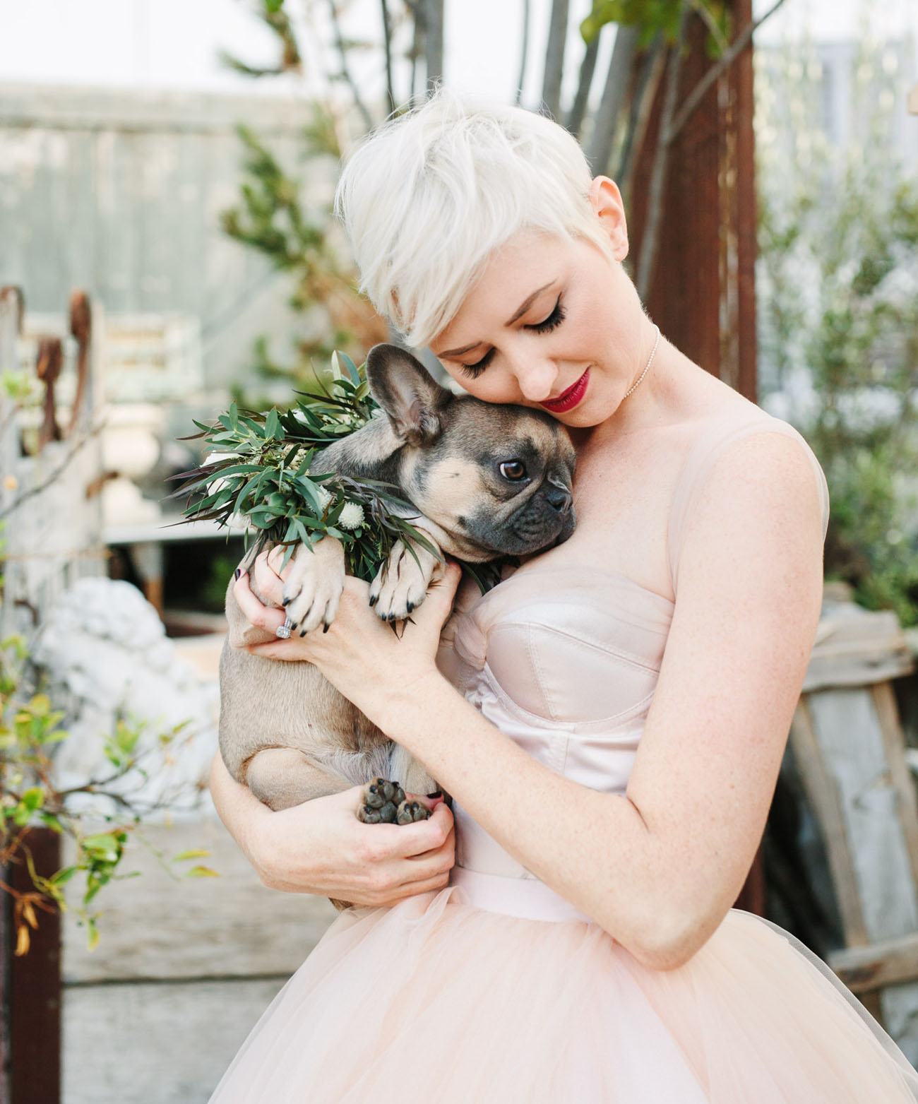 bride and her puppy