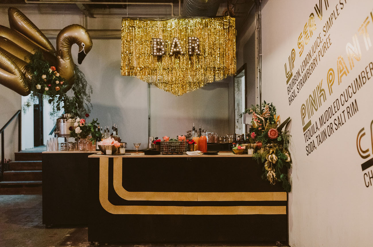 black and gold bar top