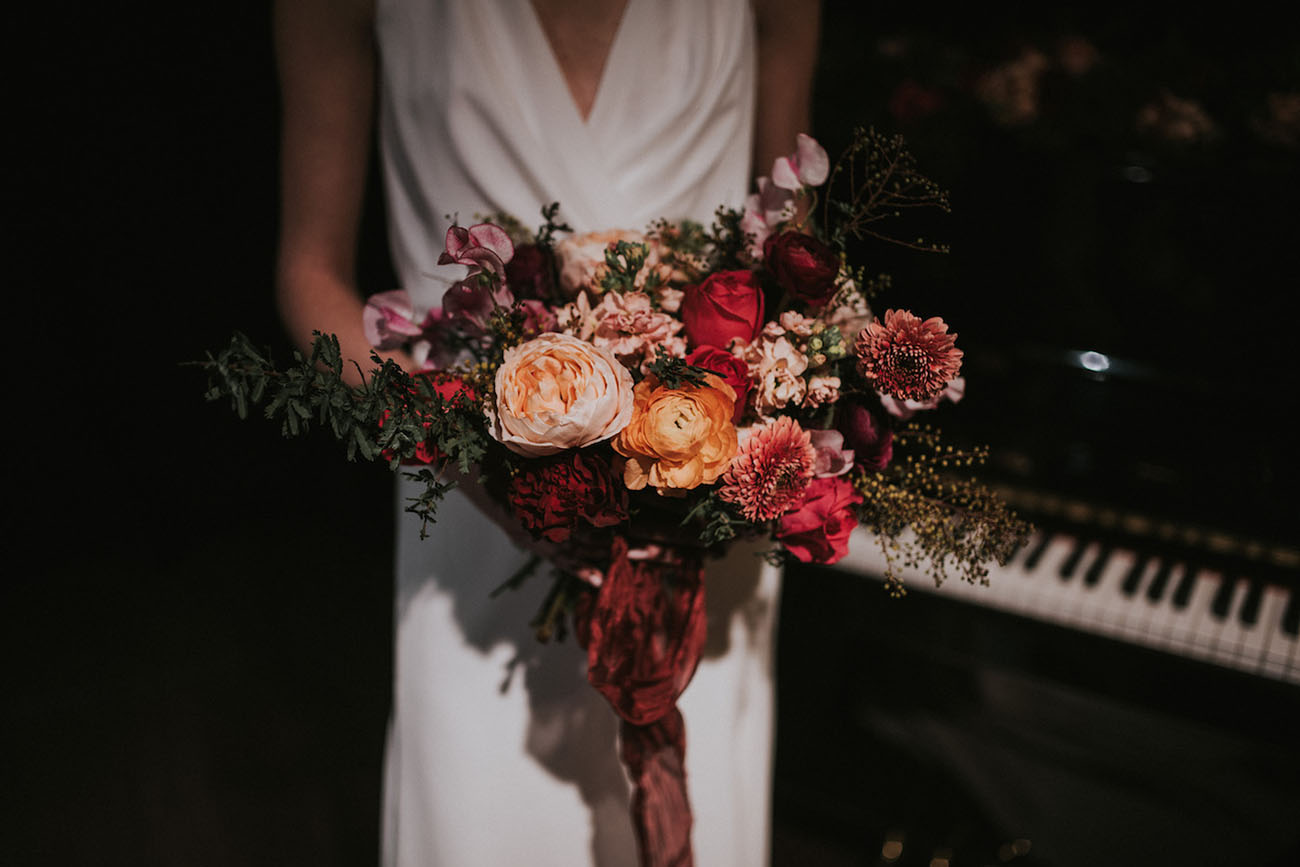 red and peach bouquet