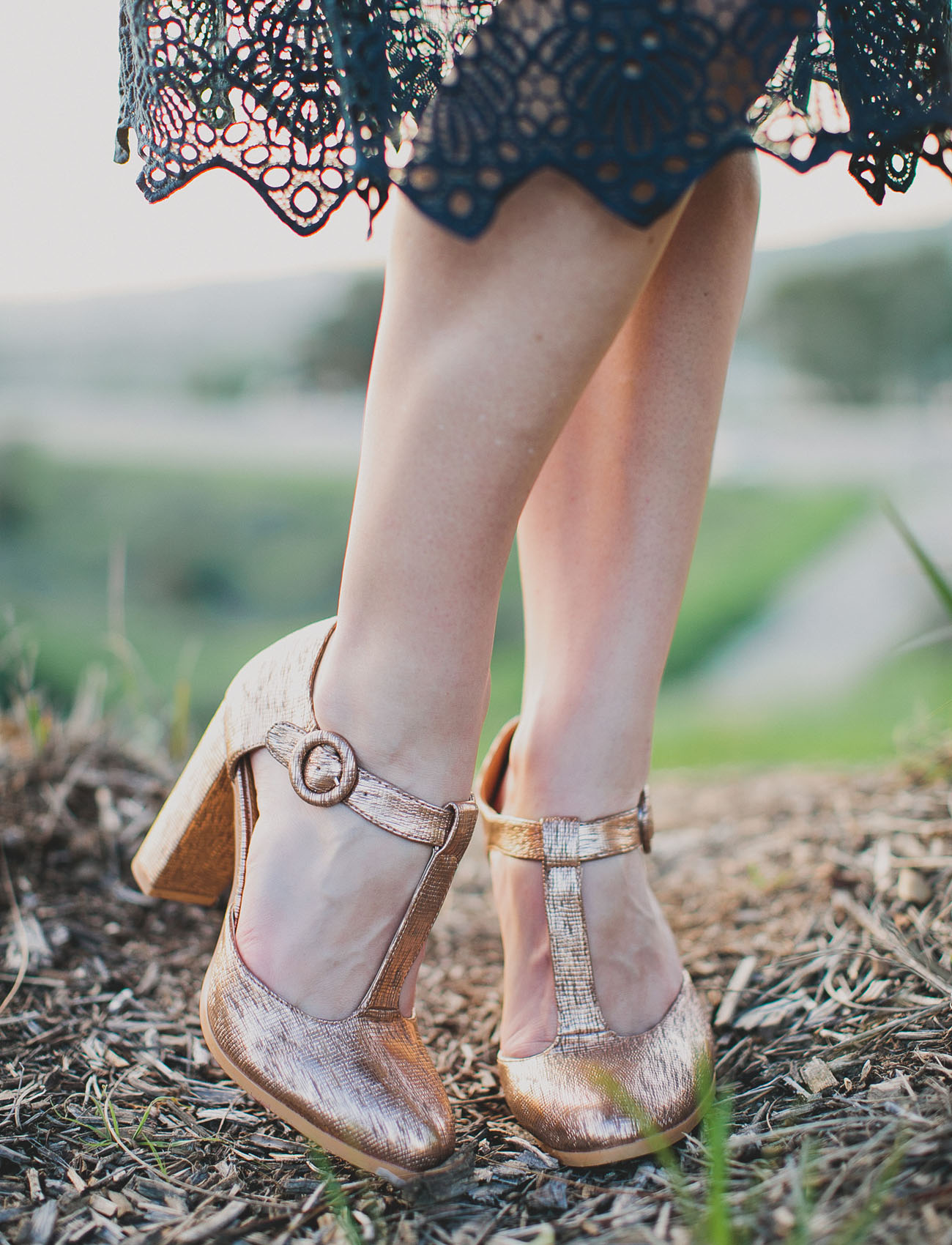 gold textured heels