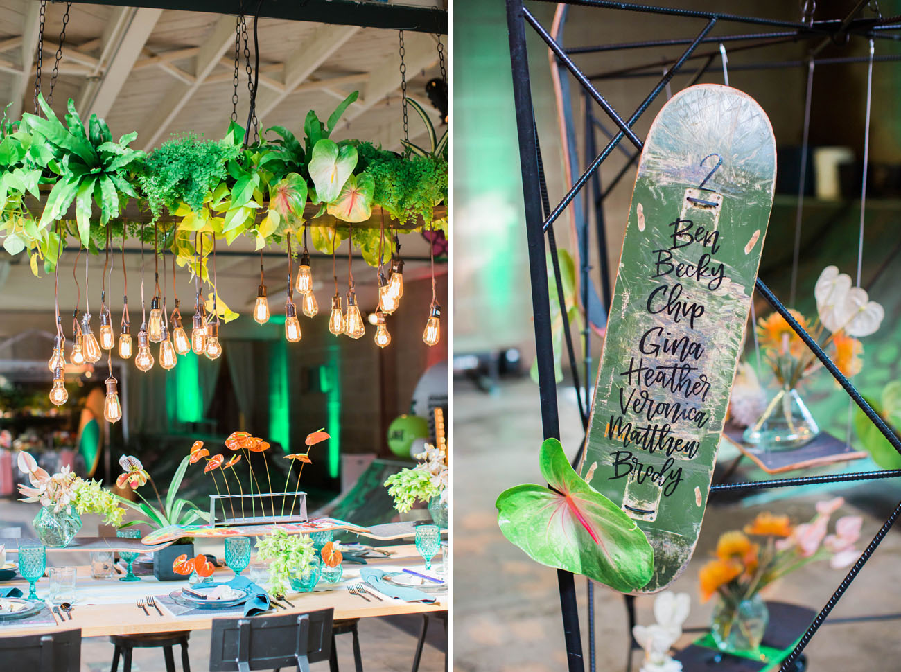 hanging bulb tablescape
